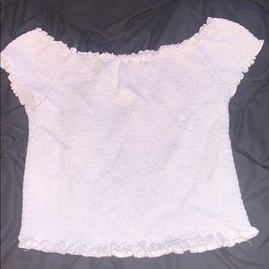 brandy melville white off the shoulder cropped top